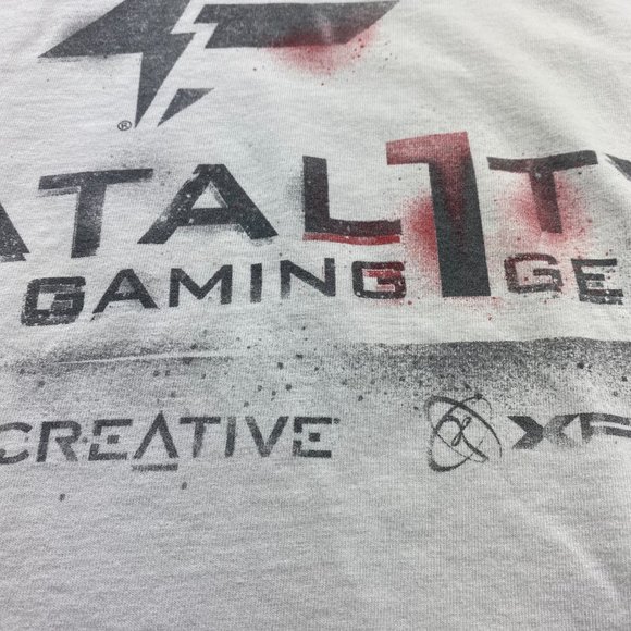 Fatal1ty Gaming Gear Shirt Men Large L White E Sports Gamer OCZ Creative XFX - Picture 5 of 8